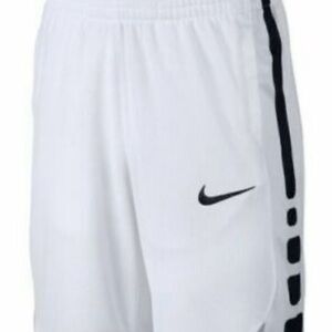 Nike Boys Elite White and Black Basketball Athletic Shorts